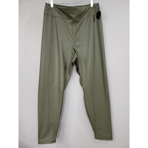 NEW SIZE XXL - Aerie Offline Real Luxe Olive GREEN Faux Leather Leggings - Picture 6 of 6